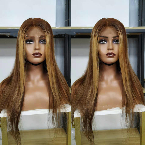 Peluca Frontal de Encaje Cabello Brasileño Piano Color P4.27 4X4 Liso - Image 3