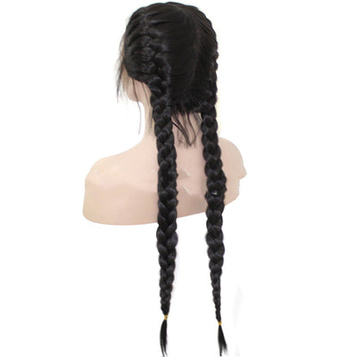 Peluca Frontal de Encaje Sintético - Cabello Liso y Trenzado - Image 2