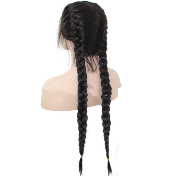Peluca Frontal de Encaje Sintético - Cabello Liso y Trenzado