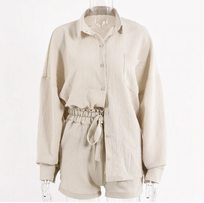 Conjunto de Dos Piezas: Cardigan Suelto y Short Talle Alto - Image 5