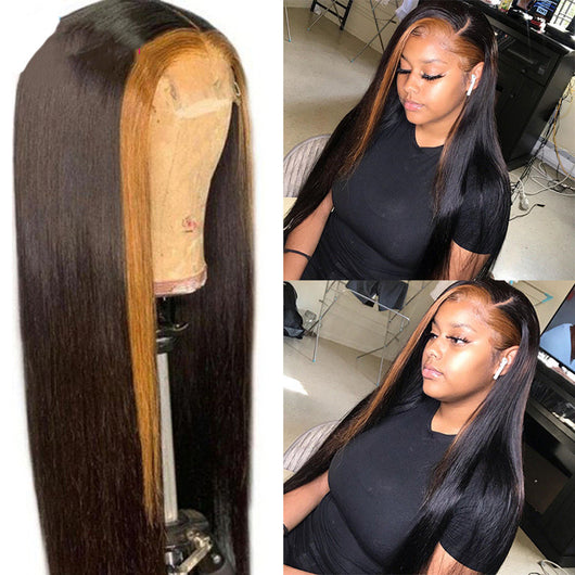 Peluca de Cabello Natural Frente de Encaje 13x5x1 Liso con Highlights 1B 27 - Image 3