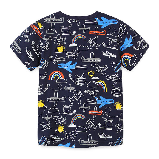 Playera Infantil de Algodón con Estampado Divertido - Cuello Redondo para Niños