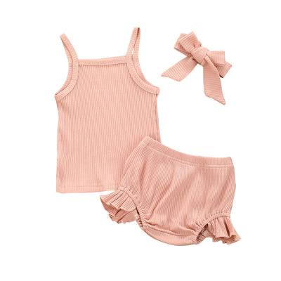 Conjunto Infantil de Tres Piezas con Shorts y Vincha - Image 5