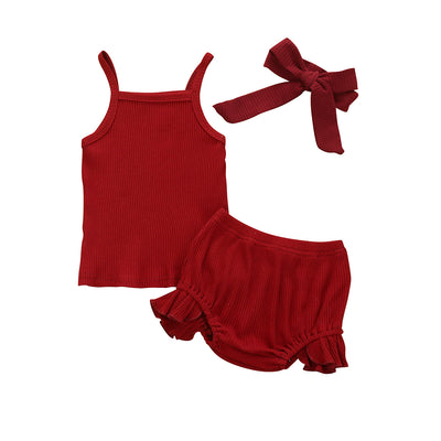 Conjunto Infantil de Tres Piezas con Shorts y Vincha - Image 3