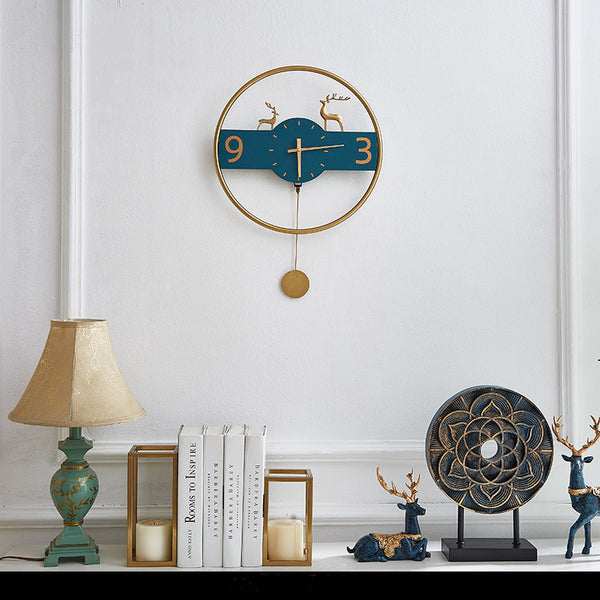 Reloj de Pared Decorativo de Latón sin Perforación para Dormitorio