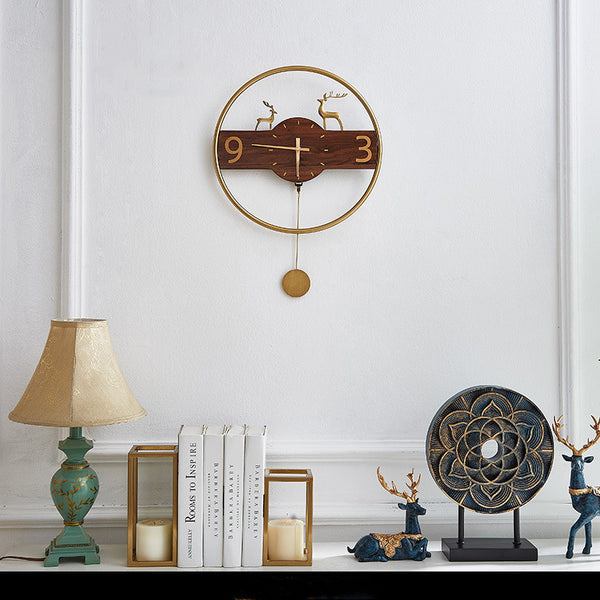 Reloj de Pared Decorativo de Latón sin Perforación para Dormitorio