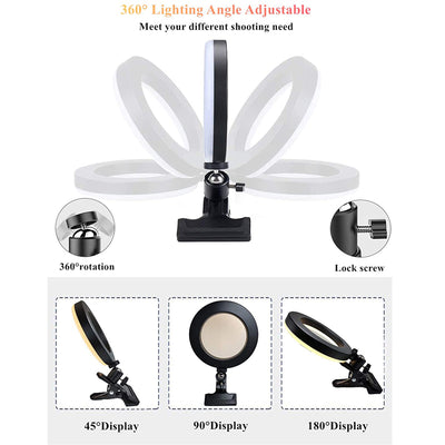 Luz LED de Escritorio con Pinza para Videoconferencias y Streaming - Image 6
