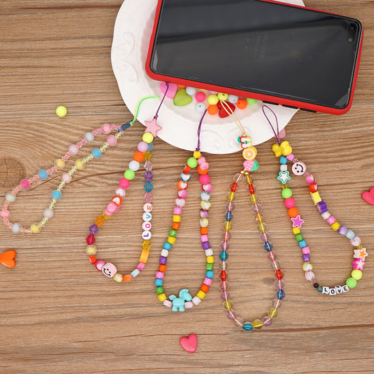 Cadena para Celular con Cuentas de Acrílico Candy Color y Corazones - Image 10