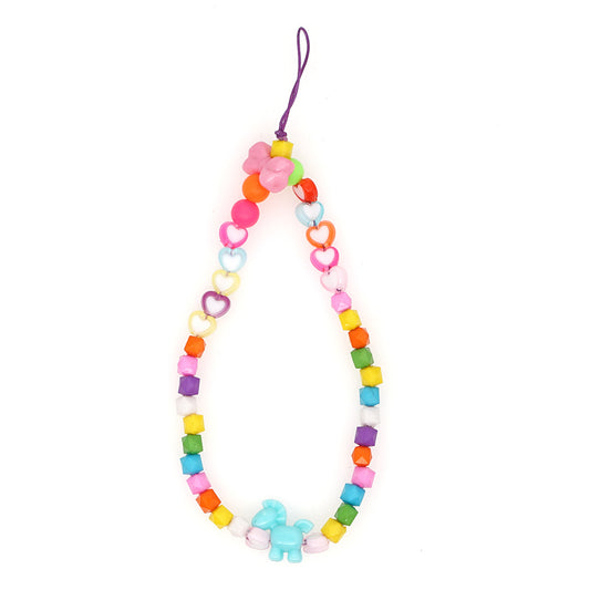 Cadena para Celular con Cuentas de Acrílico Candy Color y Corazones