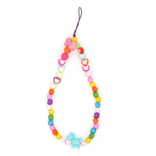 Cadena para Celular con Cuentas de Acrílico Candy Color y Corazones