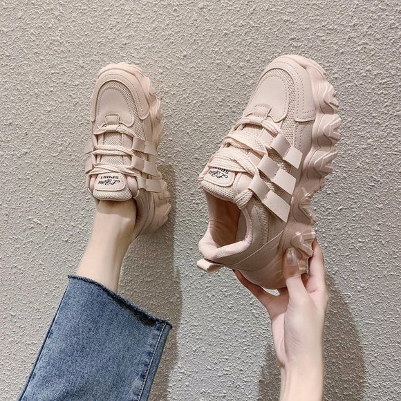 Tenis Daddy Shoes Mujer Otoño Suela Gruesa Aumento Casual Moda