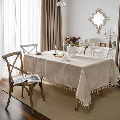 Mantel de Algodón y Cáñamo Vintage Nórdico para Mesa y Muebles