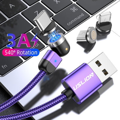 Cable Magnético de Carga Rápida 3A Compatible con Apple - Rotación 540°