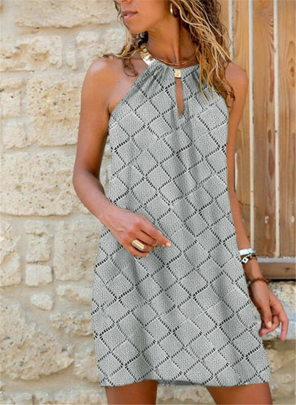 Vestido Halter Cuadros Metálico para Verano