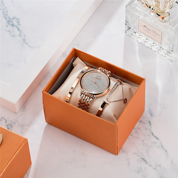 Reloj de Pulsera Acero con Girasol Esmerilado y Diamantes