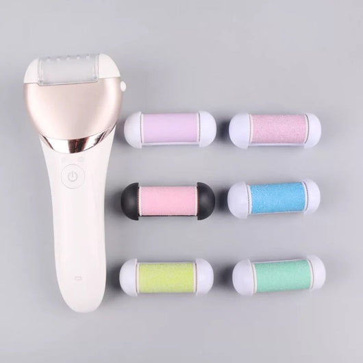 White and rose gold rechargeable epilator with a power button and an epilating head for whole body hair removal. - Image 16