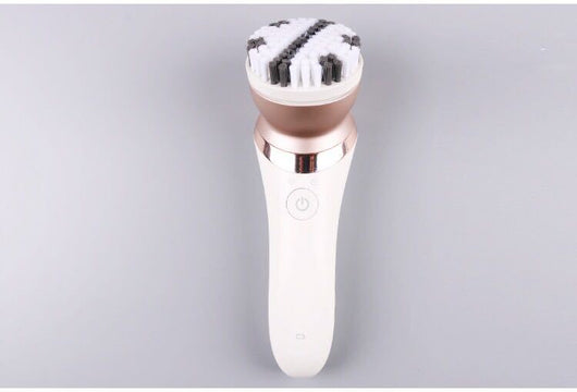 White and rose gold rechargeable epilator with a power button and an epilating head for whole body hair removal. - Image 19