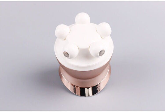 White and rose gold rechargeable epilator with a power button and an epilating head for whole body hair removal. - Image 21