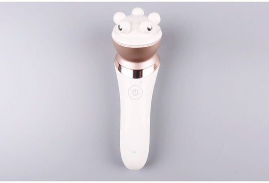 White and rose gold rechargeable epilator with a power button and an epilating head for whole body hair removal. - Image 24