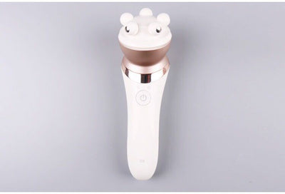White and rose gold rechargeable epilator with a power button and an epilating head for whole body hair removal. - Image 11