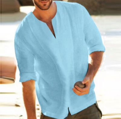 Playera Casual de Algodón y Lino para Hombre - Manga Corta Ligera y Transpirable - Image 8