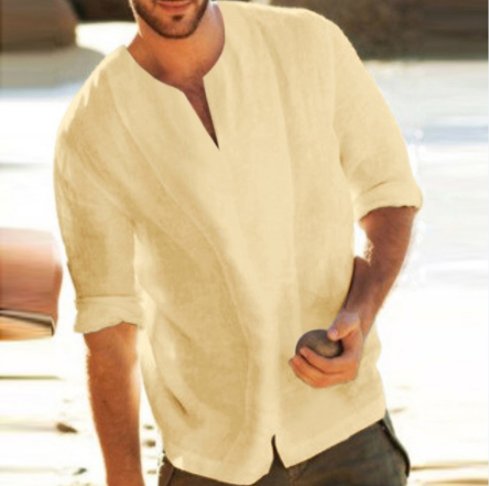Playera Casual de Algodón y Lino para Hombre - Manga Corta Ligera y Transpirable - Image 11