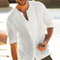 Playera Casual de Algodón y Lino para Hombre - Manga Corta Ligera y Transpirable