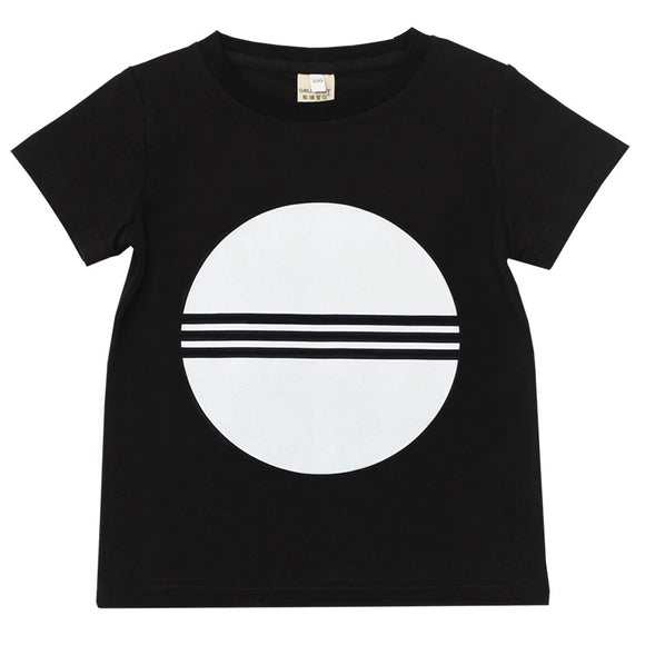 Camisetas Clásicas Blanco y Negro de Manga Corta para Niños y Niñas