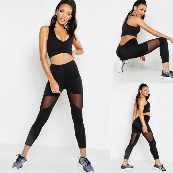 Leggings Deportivos de 7/8 con Detalles de Malla para Yoga
