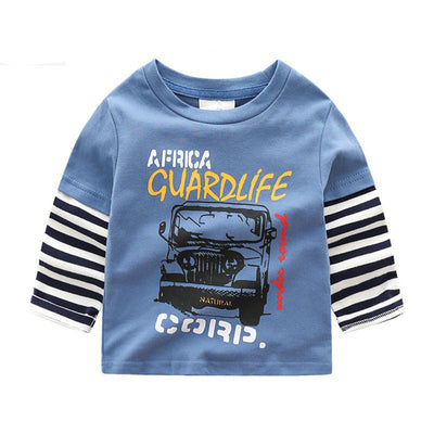 Camiseta Infantil de Manga Larga con Estampado de Autos y Camiones