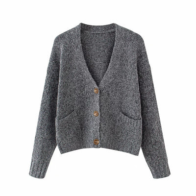 Suéter Abrigo con Botones y Cuello en V para Otoño e Invierno - Image 10