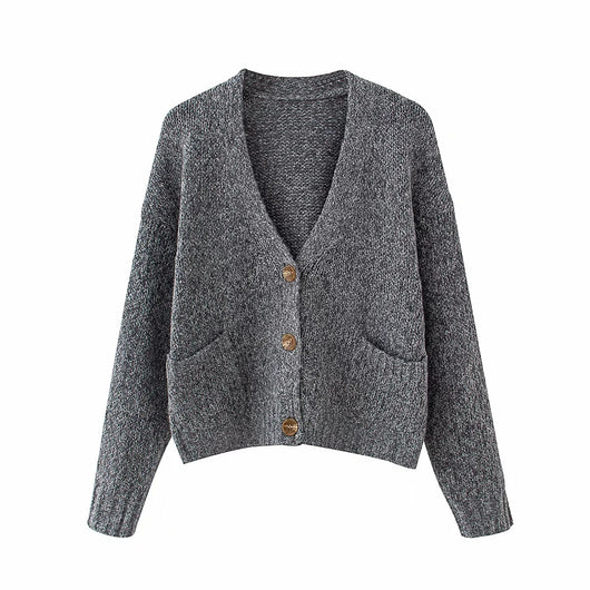 Suéter Abrigo con Botones y Cuello en V para Otoño e Invierno - Image 10