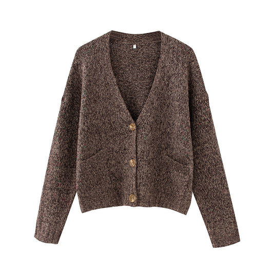 Suéter Abrigo con Botones y Cuello en V para Otoño e Invierno - Image 9