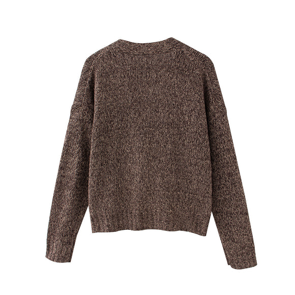 Suéter Abrigo con Botones y Cuello en V para Otoño e Invierno