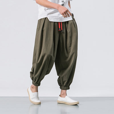 Pantalones Holgados de Algodón y Lino para Hombre - Pantalones Harlan de Pierna Ancha - Image 12