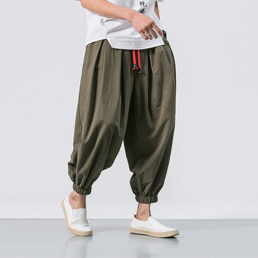 Pantalones Holgados de Algodón y Lino para Hombre - Pantalones Harlan de Pierna Ancha - Image 12