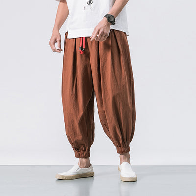 Pantalones Holgados de Algodón y Lino para Hombre - Pantalones Harlan de Pierna Ancha - Image 3