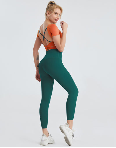 Conjunto Deportivo Mujer Yoga Top Espalda Descubierta y Leggins Cintura Alta - Image 7