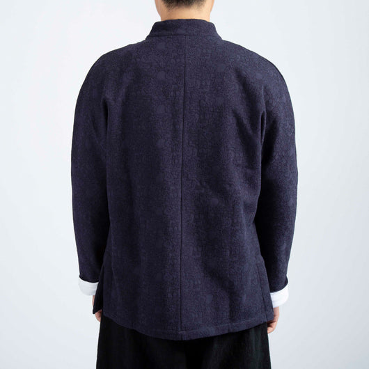 Chaqueta Tang Tradicional de Algodón y Lino con Terciopelo Grueso para Hombre - Image 4