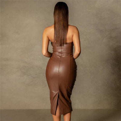 Top Tubo Slim de Cuero PU con Abertura Trasera - Elegancia Minimalista - Image 12