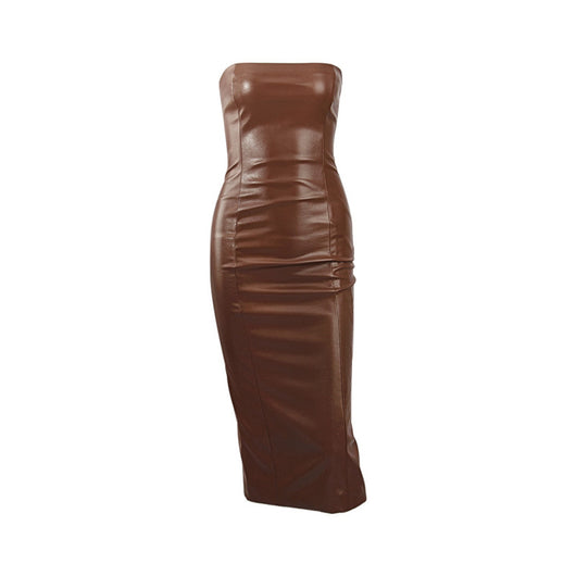 Top Tubo Slim de Cuero PU con Abertura Trasera - Elegancia Minimalista - Image 2