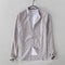 Camisa Casual de Algodón y Lino con Cuello Mao de Manga Larga