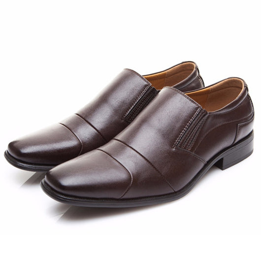 Zapatos de Cuero Estilo Europeo con Punta Cuadrada y Suela Elástica para Hombre - Image 9