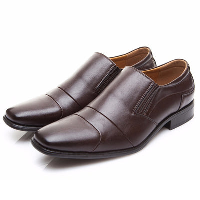 Zapatos de Cuero Estilo Europeo con Punta Cuadrada y Suela Elástica para Hombre