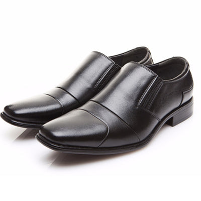 Zapatos de Cuero Estilo Europeo con Punta Cuadrada y Suela Elástica para Hombre - Image 4