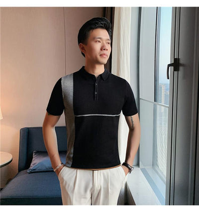 Playera Slim Fit Rayas Color Block Elástica Manga Corta - Image 10