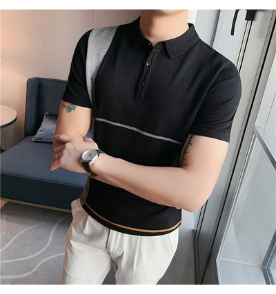 Playera Slim Fit Rayas Color Block Elástica Manga Corta - Image 12