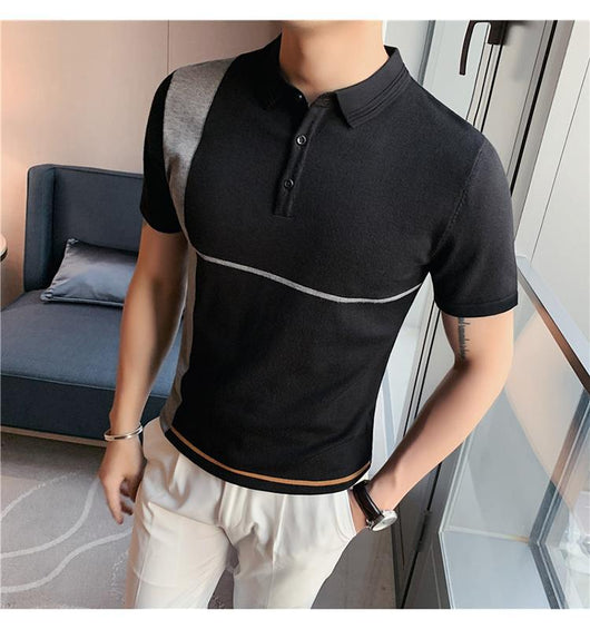 Playera Slim Fit Rayas Color Block Elástica Manga Corta - Image 13