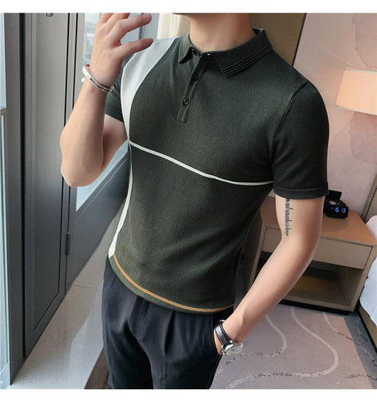 Playera Slim Fit Rayas Color Block Elástica Manga Corta - Image 17