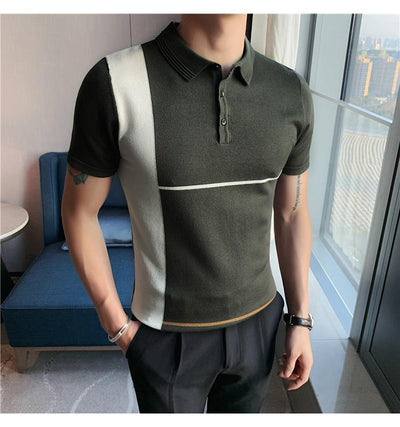 Playera Slim Fit Rayas Color Block Elástica Manga Corta - Image 16